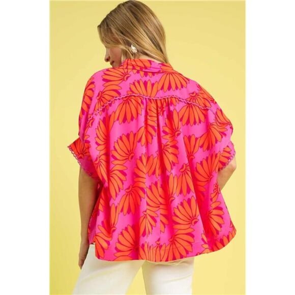 Umgee Printed Button-Up Relaxed Shirt‎ - Picture 4 of 4